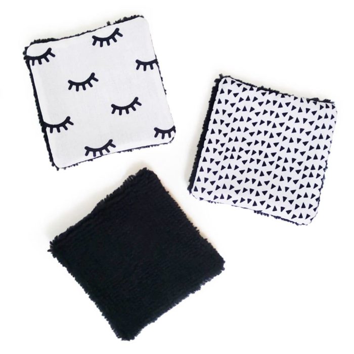 3 mini carrés LINGETTE bambou démaquillantes lavables pour les yeux 6x6cm – Image 2