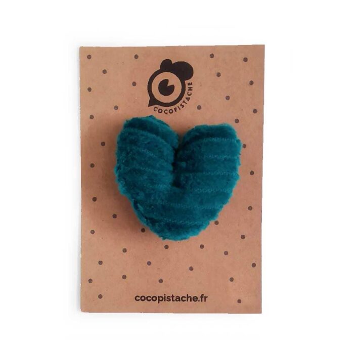 Broche coeur bleu canard packaging