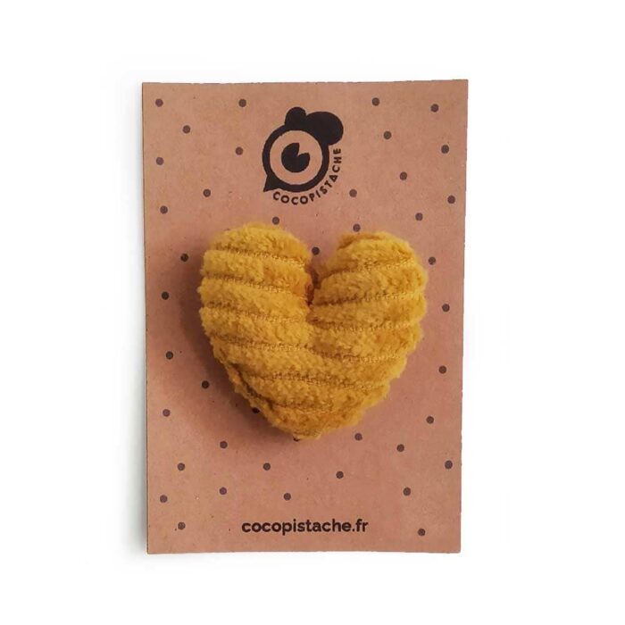 Broche coeur moutarde packaging