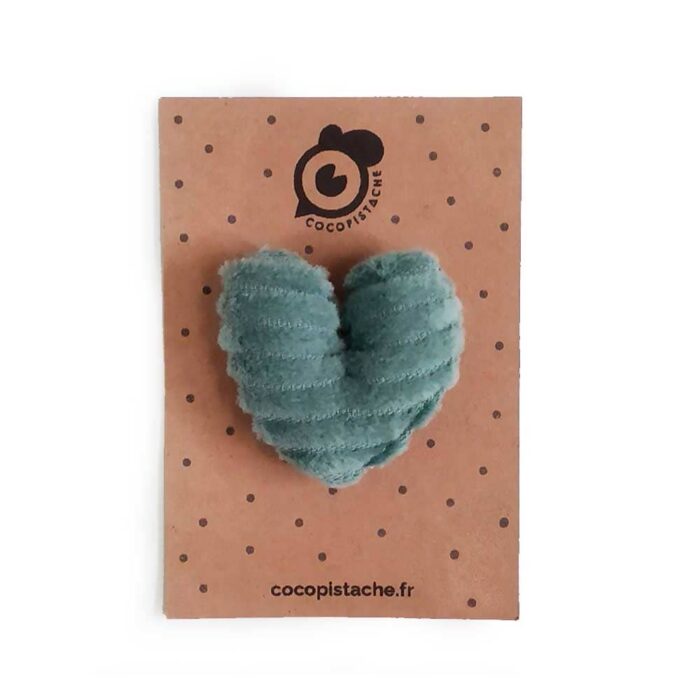 Broche coeur vert jade packaging