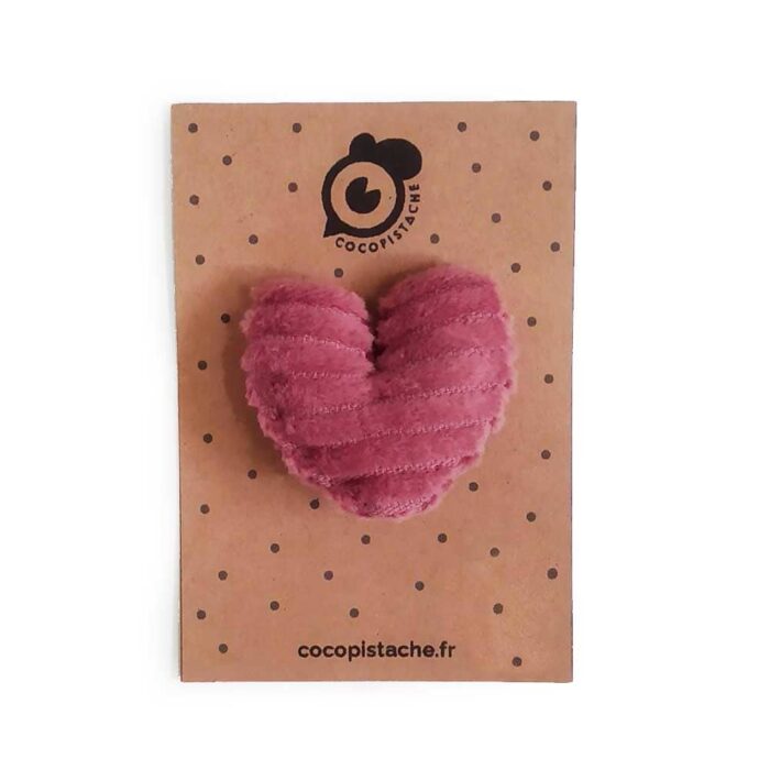 Broche coeur vieux rose packaging