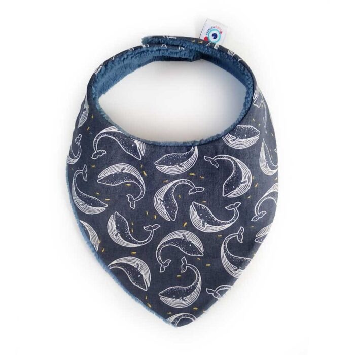 bavoir bandana baleine bleu bébé éponge de bambou bleue